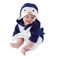 Hooyi Little Baby Bathrobe Bathing Waddle Penguin Hooded Bath Towel 0-18 Month (Navy, S)