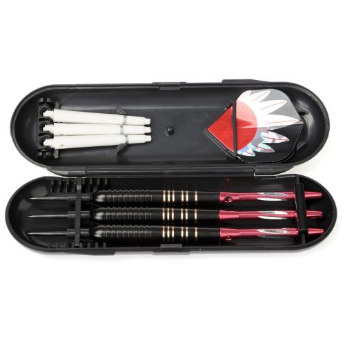  Hopewey hopewey Dartpfeile, Steel Dart Geschenkset, 3 Stueck Steel Tip Dartpfeile Set mit Hard Box Case - Schwarze Beschichtung Messing Fasser D8