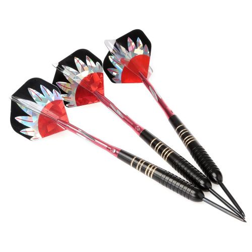  Hopewey hopewey Dartpfeile, Steel Dart Geschenkset, 3 Stueck Steel Tip Dartpfeile Set mit Hard Box Case - Schwarze Beschichtung Messing Fasser D8