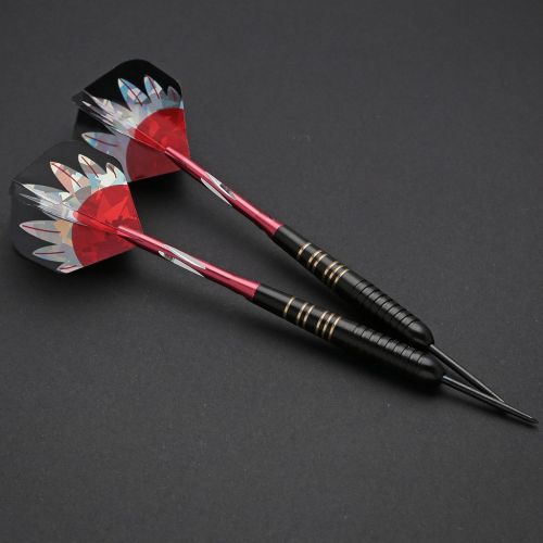  Hopewey hopewey Dartpfeile, Steel Dart Geschenkset, 3 Stueck Steel Tip Dartpfeile Set mit Hard Box Case - Schwarze Beschichtung Messing Fasser D8