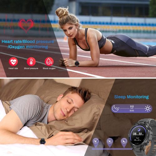  HopoFit Smart Watch for Android Phones iOS,Fitness Tracker for Women Men,Bluetooth IP68 Waterproof Sport Smartwatch for Women Men Heart Rate Sleep Blood Pressure Pedometer Compatib