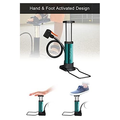  Mini Bike Pump Hopopro Portable Bicycle Tire Pump Mini Bike Floor Pump Hand Foot Activated Bike Pump with Presta Schrader Valves Gas Needle for Road Bike Mountain Bike Balls Balloo