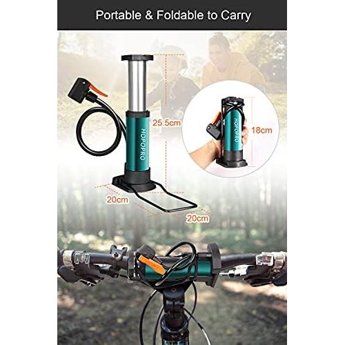  Mini Bike Pump Hopopro Portable Bicycle Tire Pump Mini Bike Floor Pump Hand Foot Activated Bike Pump with Presta Schrader Valves Gas Needle for Road Bike Mountain Bike Balls Balloo