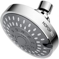 High Pressure Fixed Shower Head HOPOPRO 5-Setting Upgraded Bathroom Showerhead 4 Inch High Flow Shower Head with Adjustable Metal Swivel Ball Joint for Luxury Shower Experience Eve