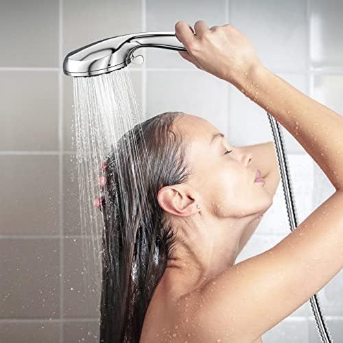  6 Functions Handheld Shower Head Set, HOPOPRO 2020 Newest High Pressure Shower Head High Flow Hand Held Showerhead Set with 59 Inch Hose Bracket Teflon Tape Rubber Washers