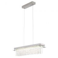 Horisun K9 Crystal Chandelier LED Dimmable Modern Rectangle Chandeliers Polished Chrome Finish Dining Room Light, H55.1 X W3.7 X L22.8, 5 Years Warranty