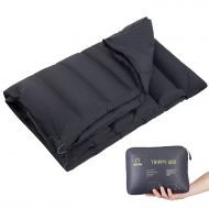 Horizon ATEPA Down Camping Blanket, Lightweight Waterproof Outdoor&Indoor Blanket(1.1 lbs), 3-in-1 Wearable Travel Blanket, Cloak, Sleeping Bag,69 × 53 Inches,Black