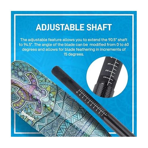  Hornet Watersports Fiberglass Kayak Paddle for Adults- Ideal for Touring, Fishing and Boating- 90.5 inches / 230CM Adjustable with Carbon Fiber Shaft- Kayak Oars Kayaking Equipment