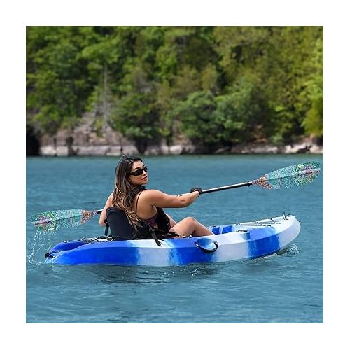  Hornet Watersports Fiberglass Kayak Paddle for Adults- Ideal for Touring, Fishing and Boating- 90.5 inches / 230CM Adjustable with Carbon Fiber Shaft- Kayak Oars Kayaking Equipment
