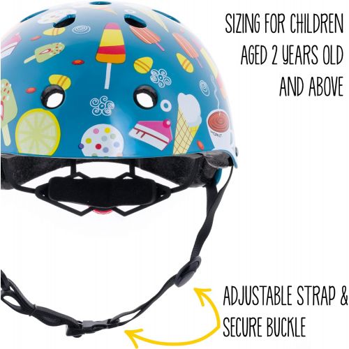  Hornit Mini Lids Kids Helmet. Fully-Adjustable Multi-Sport Hard Shell Helmet with Rear Safety Light, Medum, Major Tom