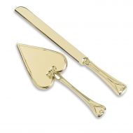 Hortense B. Hewitt Wedding Accessories, Cake and Knife Serving Set, Gold Heart