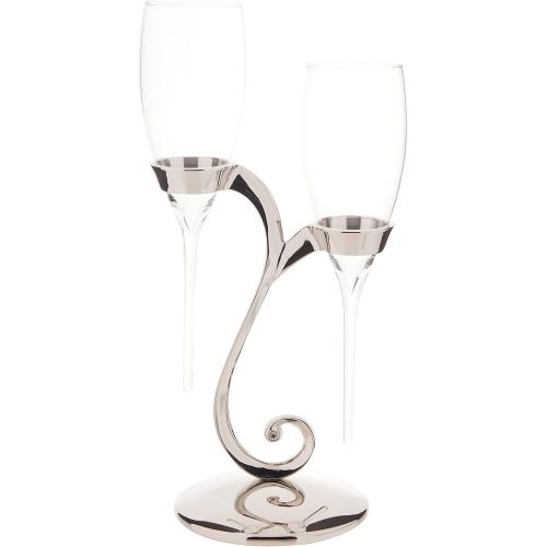  Hortense B. Hewitt Raindrop Swirl Stand Champagne Toasting Flutes, Silver