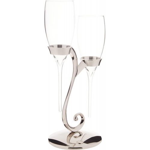  Hortense B. Hewitt Raindrop Swirl Stand Champagne Toasting Flutes, Silver