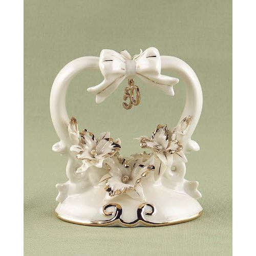  Sourced Hortense B. Hewitt Wedding Accessories 50th Anniversary Porcelain Cake Top, 4.5-Inches Tall