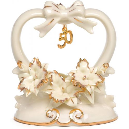  Sourced Hortense B. Hewitt Wedding Accessories 50th Anniversary Porcelain Cake Top, 4.5-Inches Tall