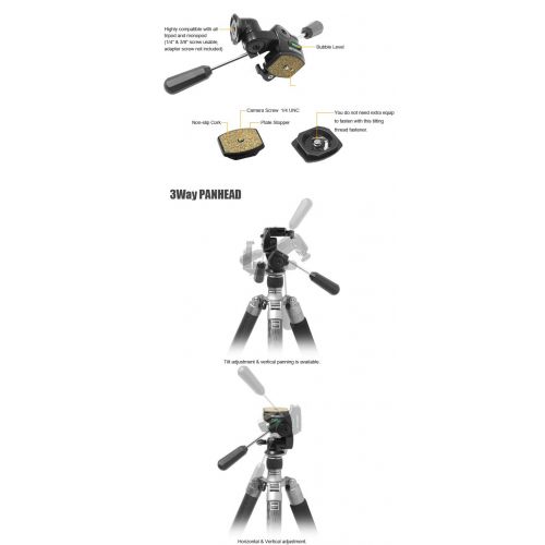  Horusbennu HORUSBENNU D-SLR RF Mirrorless Camera 3-Way Tilt Pan Head XL-108V with Plate