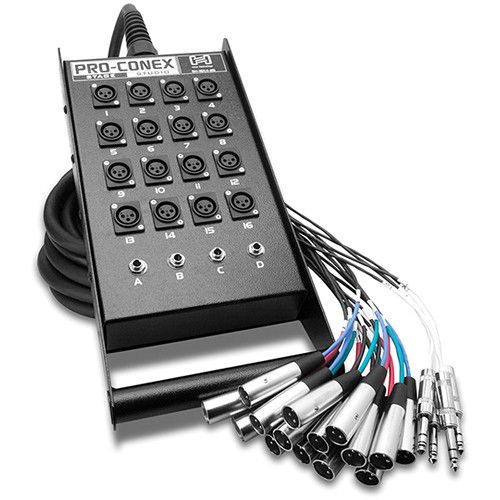  Hosa Technology SH16X4100 SH Series Stage Box Snake with 16 3-Pin XLR Send and 4 TRS Return Channels- 100.0' (30.5 m)