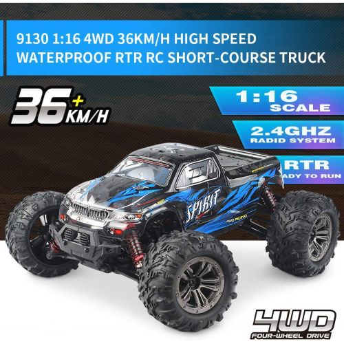 Hosim 1:16 Scale 36+KPH All Terrain RC Car,4WD Waterproof High Speed Electric Toy Off Road RC Monster Truck Vehicle Crawler with 2 Rechargeable Batteries for Boys Kids and Adults(B