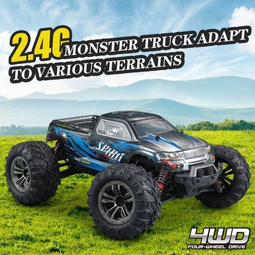  Hosim 1:16 Scale 36+KPH All Terrain RC Car,4WD Waterproof High Speed Electric Toy Off Road RC Monster Truck Vehicle Crawler with 2 Rechargeable Batteries for Boys Kids and Adults(B