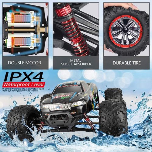  Hosim Hobby Grade 1:10 Scale Large Size RC Cars, 46+ KMH High Speed All Terrains Electric Toy Off Road RC Monster Truck Vehicle Car for Boys and Adults for 40+ Min Play(Blue)