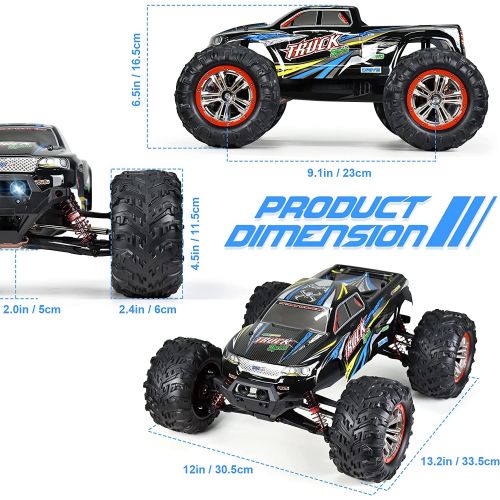  Hosim Hobby Grade 1:10 Scale Large Size RC Cars, 46+ KMH High Speed All Terrains Electric Toy Off Road RC Monster Truck Vehicle Car for Boys and Adults for 40+ Min Play(Blue)