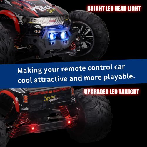  Hosim 1:10 Large Size 48+ KMH 4WD High Speed RC Monster Trucks,Hobby Grade RC Cars for Adults Boys Remote Control Vehicle 2 Batteries for 40+ Min Play Gift for Kids(Red)