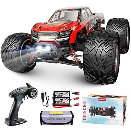  Hosim 1:12 Scale 46+ KMH High Speed RC Car,4WD Hobby All Terrains Waterproof Remote Control Toy Off Road RC Monster Truck Vehicle Gift Cars 2 Batteries 40 Min+ Play for Boys and Ad