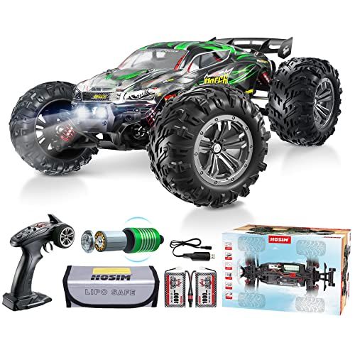  Hosim 2845 Brushless 55+ KMH 4WD High Speed RC Monster Truck, 1:16 Scale RC Car All Terrain Off-Road Waterproof 2.4GHZ Hobby Grade Remote Control Vehicle for Adults Children(Green)