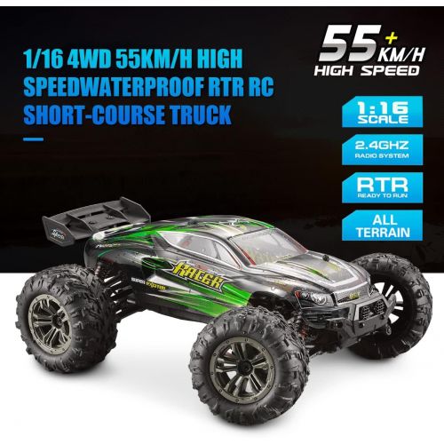  Hosim 2845 Brushless 55+ KMH 4WD High Speed RC Monster Truck, 1:16 Scale RC Car All Terrain Off-Road Waterproof 2.4GHZ Hobby Grade Remote Control Vehicle for Adults Children(Green)