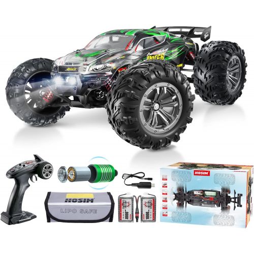  Hosim 2845 Brushless 55+ KMH 4WD High Speed RC Monster Truck, 1:16 Scale RC Car All Terrain Off-Road Waterproof 2.4GHZ Hobby Grade Remote Control Vehicle for Adults Children(Green)