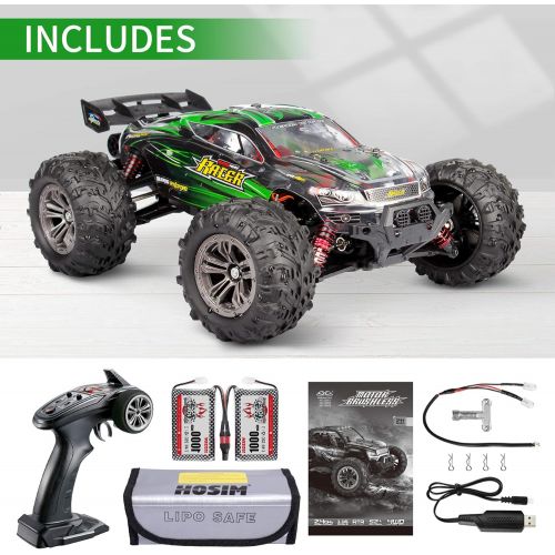  Hosim 2845 Brushless 55+ KMH 4WD High Speed RC Monster Truck, 1:16 Scale RC Car All Terrain Off-Road Waterproof 2.4GHZ Hobby Grade Remote Control Vehicle for Adults Children(Green)