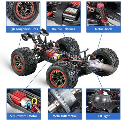  Hosim 1:12 46+ KMH High Speed RC Monster Trucks, 4WD Large Size RC Cars for Adults Boys - Radio Controlled RC Off Road Electronic Hobby Grade Remote Control Cars 2 Batteries for 40