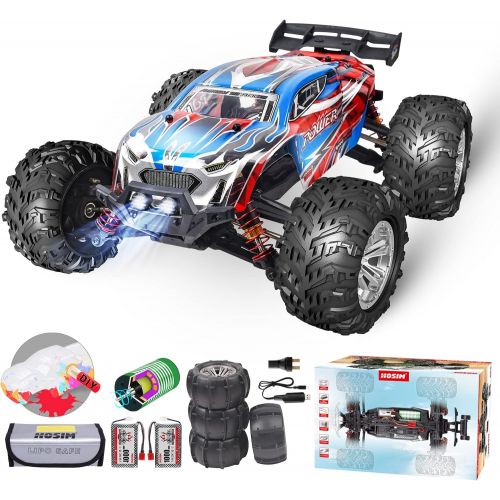  Hosim 1:16 Brushless RC Cars 55+ kmh High Speed Large Remote Control Car 4x4 Off Road Monster Truck Electric All Terrain Waterproof Toys Hobby Vehicle for Kids and Adults - 2 Batteries f