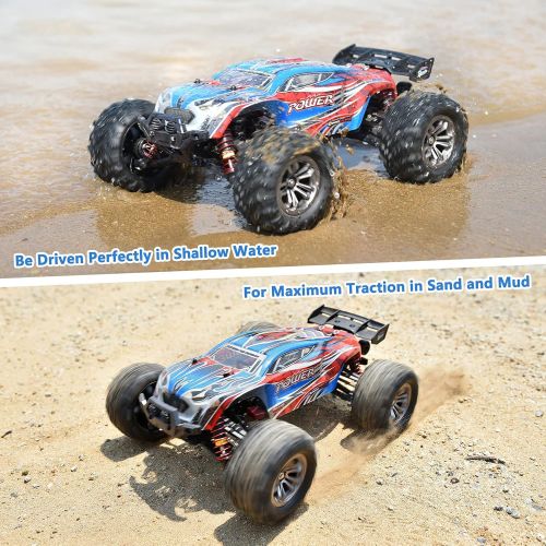  Hosim 1:16 Brushless RC Cars 55+ kmh High Speed Large Remote Control Car 4x4 Off Road Monster Truck Electric All Terrain Waterproof Toys Hobby Vehicle for Kids and Adults - 2 Batteries f