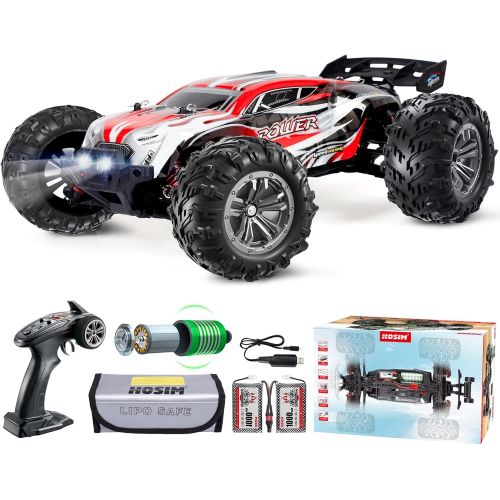  Hosim 2845 Brushless 52+ KMH 4WD High Speed RC Monster Truck, 1:16 Scale RC Car All Terrain Off-Road Waterproof 2.4GHZ Hobby Grade Remote Control Vehicle for Adults Children(Red)