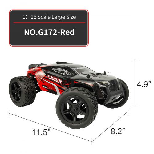  Hosim 1:16 Scale 4WD Remote Control RC Truck G172, High Speed Racing Vehicle 36km/h Radio Controlled Off-Road 2.4Ghz RC Car Electronic Monster Hobby Truck R/C RTR Car Buggy for Kid