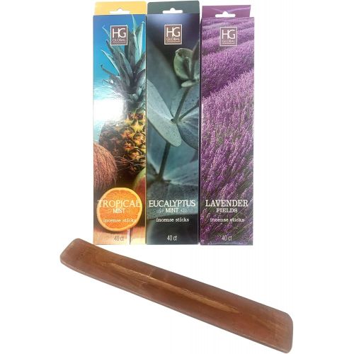  인센스스틱 Hosley 120 Pack Assorted Incense Sticks with Holder ,40 Sticks of Each Fragrance Such as Tropical Mist Lavender Eucalyptus Mint Ideal for Home Spa Meditation Aromatherapy