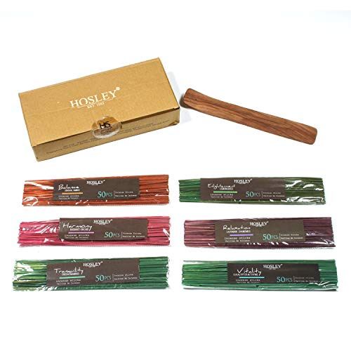  인센스스틱 Hosley 300 Pack Assorted Highly Fragranced Incense Sticks with Bonus Holder - Eucalyptus & Thyme, Fresh Bamboo, Lavender Chamomile, Lemongrass, Radiant Orchid, Sensual Amber O3