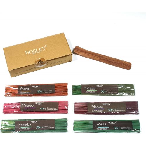  인센스스틱 Hosley 300 Pack Assorted Highly Fragranced Incense Sticks with Bonus Holder - Eucalyptus & Thyme, Fresh Bamboo, Lavender Chamomile, Lemongrass, Radiant Orchid, Sensual Amber O3