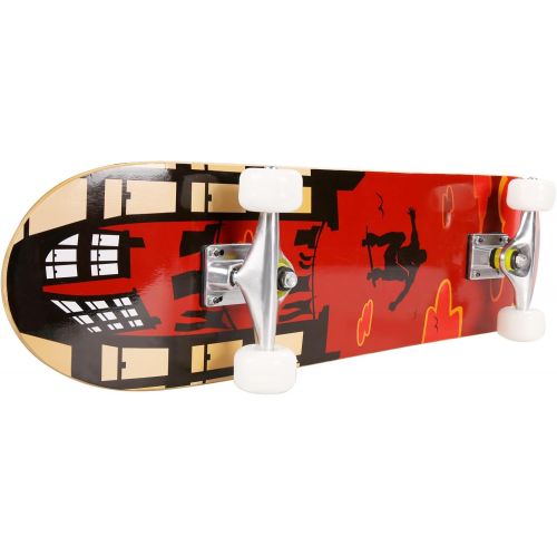  Hosmat 31 Complete Pro Skateboard 7 Layer Canadian Maple Wood Skateboard Deck with Double Kick Concave Design for Kids & Adults Beginner - Age 5 Up
