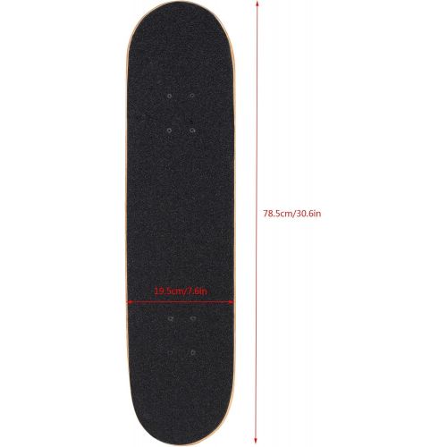  Hosmat 31 Complete Pro Skateboard 7 Layer Canadian Maple Wood Skateboard Deck with Double Kick Concave Design for Kids & Adults Beginner - Age 5 Up