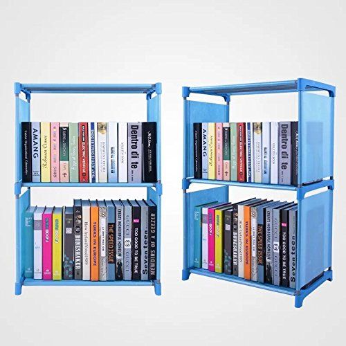  Hosmat 9-Cube DIY Childrens Bookcase 30 inch Adjustable Bookshelf Organizer Shelves Unit, Folding Storage Shelves Unit (Blue_9 Cubes)