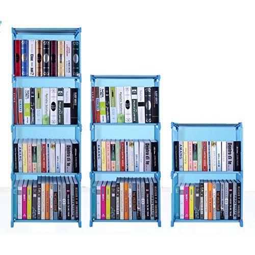  Hosmat 9-Cube DIY Childrens Bookcase 30 inch Adjustable Bookshelf Organizer Shelves Unit, Folding Storage Shelves Unit (Blue_9 Cubes)