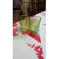 /HossisVintage Soft pine green vintage juice glasses set of 2.