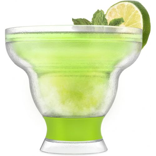  [아마존베스트]HOST Freeze Stemless Insulated Frozen Cocktail Plastic Cups, 12 oz, Green Margarita Glass - Set of 1