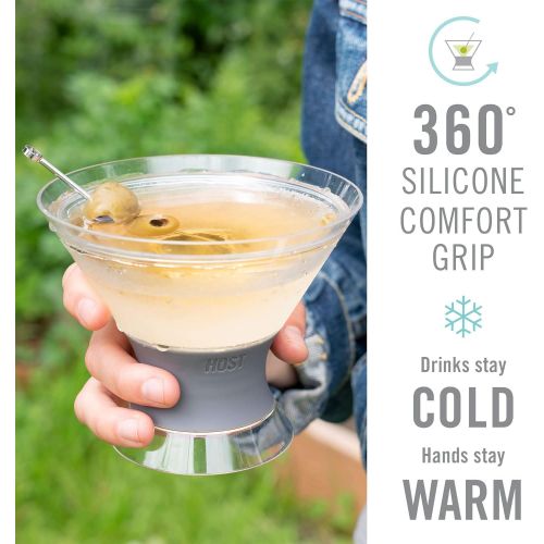  [아마존베스트]HOST Freeze Insulated Martini Cooling Cups Freezer Gel Chiller Double Wall Stemless Cocktail Glass, Set of 2, 9 oz, Grey