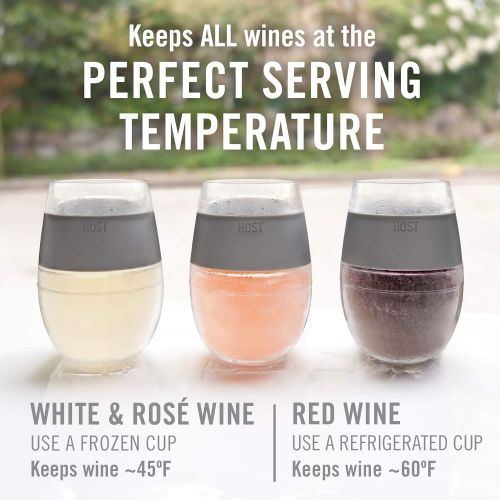  [아마존베스트]HOST Cooling Cup, Set of 4 Double Wall Insulated Freezable Drink Chilling Tumbler with Freezing Gel, Glasses for Red and White Wine, 8.5 oz, Assorted Colors