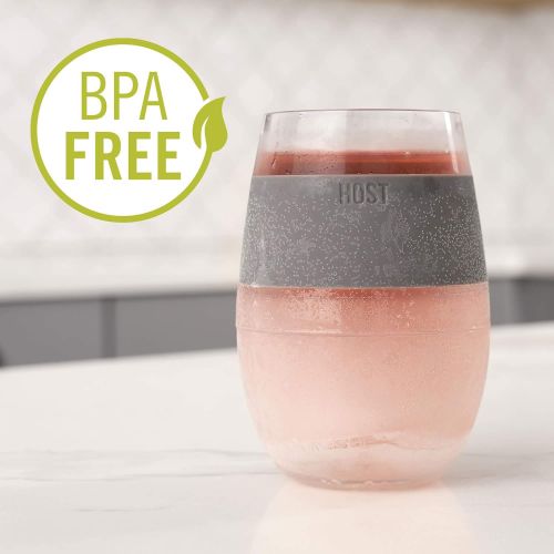 [아마존베스트]HOST Cooling Cup, Set of 4 Double Wall Insulated Freezable Drink Chilling Tumbler with Freezing Gel, Glasses for Red and White Wine, 8.5 oz, Assorted Colors