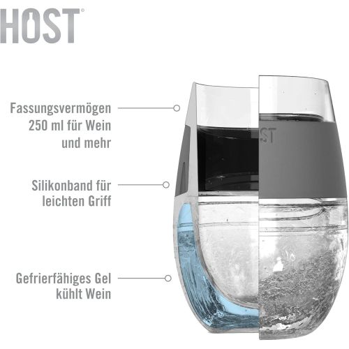  [아마존베스트]HOST Cooling Cup, Set of 2 Double Wall Insulated Freezable Drink Chilling Tumbler with Freezing Gel, Glasses for Red and White Wine, 8.5 oz, Blue