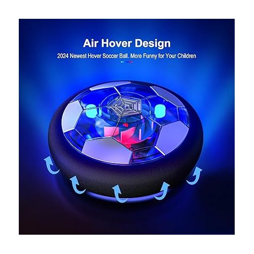  Hover Soccer Ball for Kids, 4-in-1 Hover Hockey Bowling Set, Indoor and Outdoor Sports Toys for Kids Ages 3 4 5 6 7 8-12 - Rechargeable LED Soccer Games Toys for 3-12 Year Old Boys